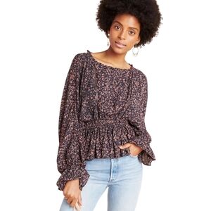 Anthropologie Nichola Peplum Blouse Women's XS